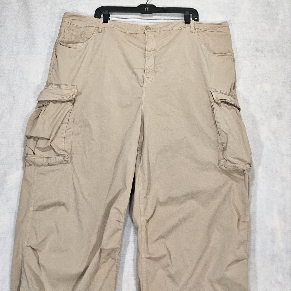 Good American Pants Womens Sz 22 Plus‎ Baggy Cargo Khaki Stretch Loose Straight - Picture 3 of 8
